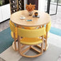 Round Mobile Dining Tables Set Kitchen 4 Chairs Center Wood Table Extendable Luxury Floor Mesa Comedor Home Furniture Wood Table