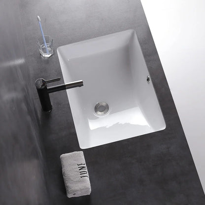 20.9 Inch White Porcelain Undermount Bathroom Sink, Rectangle Vanity Basin for Easy Installation