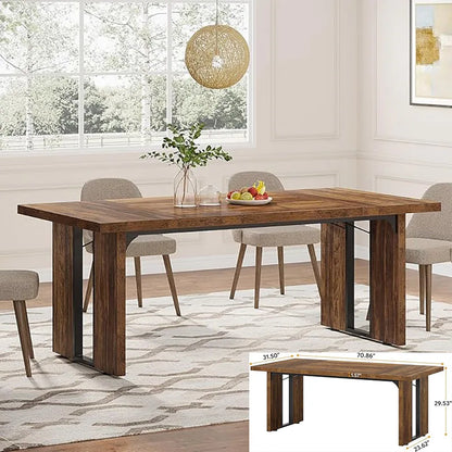 63-inch Dining Table for 4-6, Farmhouse Table with Large Tabletop, Rectangular Eating Table for Dining Room, Living Room