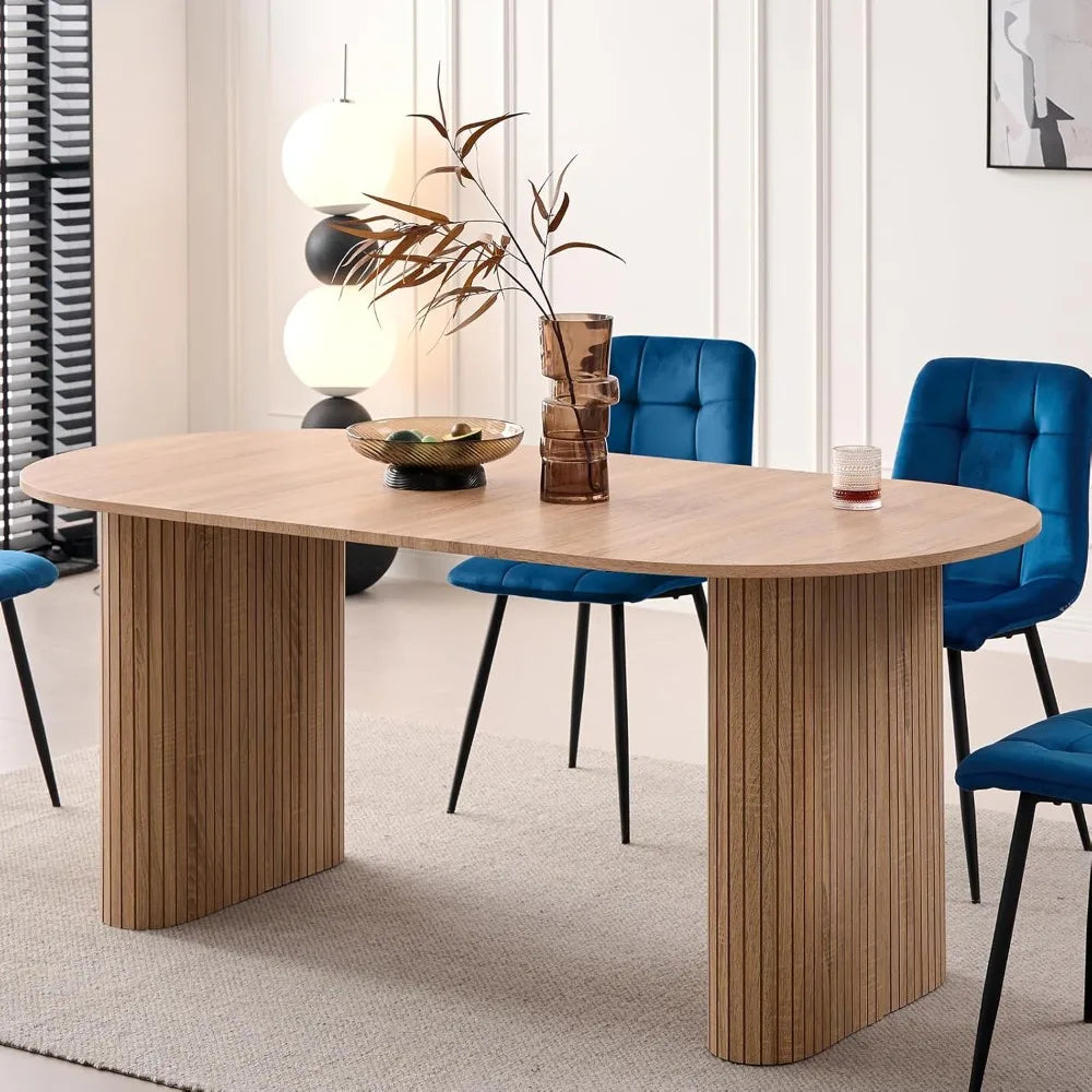 70.8" Oval Dining Table for 4 6 Person, Modern Farmhouse Modern Dinner Table  Reception Room (Only Table),