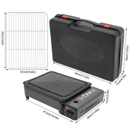 Portable Butane Camping Stove with Storage Box, Overpressure Protection & Adjustable Precise Heat Control for Outdoor Cooking