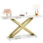 55 Inch Modern Console Table, Faux Marble Gold Entryway Table Behind Sofa Couch, Narrow Rectangular Sofa Table