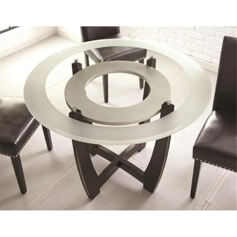 Carell Furniture 45" Round Glass Top Dining Table in Espresso Finish Base
