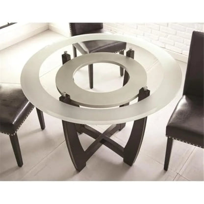 Carell Furniture 45" Round Glass Top Dining Table in Espresso Finish Base