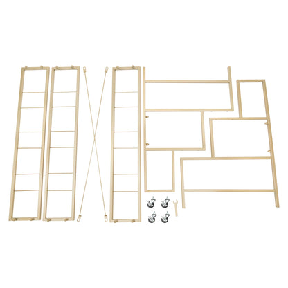 3 Layers White Flower Display Stand Heavy Duty Metal Plant Cart Shelf with 12 Buckets & Wheel for Home Patio Garden Florist