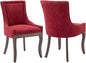 Modern Dining Chairs Set of 2 - High Back Upholstered Fabric Chairs with Solid Wood Legs for Dining Room