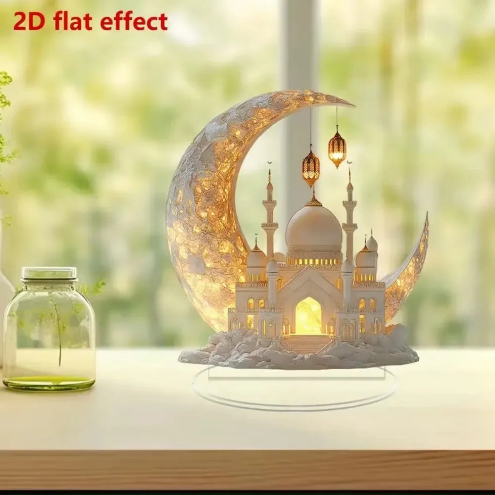Ramadan Festival 2D Acrylic Moon Craft Ornaments 2025 New Eid Al-fitr Mubarak Decoration Islamic Muslim Home Party Table Gift