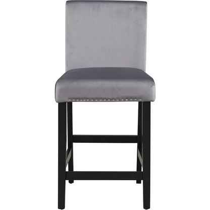 Modern Counter Height Dining Table Set for 4, Faux Marble Top Square Dining Table with 4 Velvet Upholstered Chairs, 5 Piece Coun