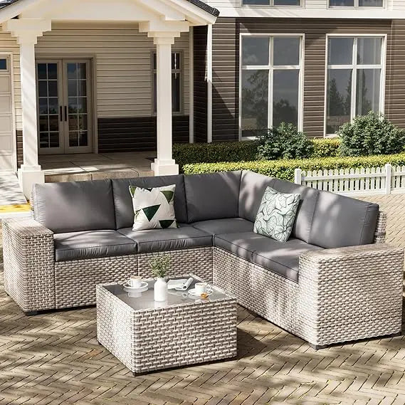 13 Pieces Patio Furniture Set,Outdoor Sectional Wicker Sofa,High Back Rattan Patio Conversation Sets