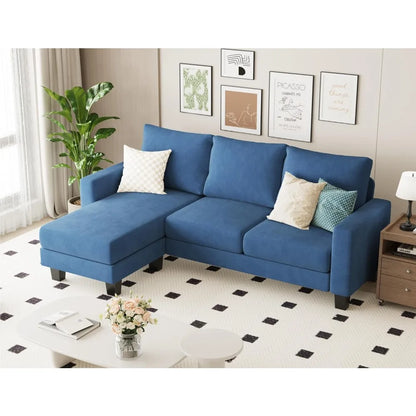 L-Shaped 3-Seater Sofa - Convertible Chaise Corduroy Couch for Small Spaces