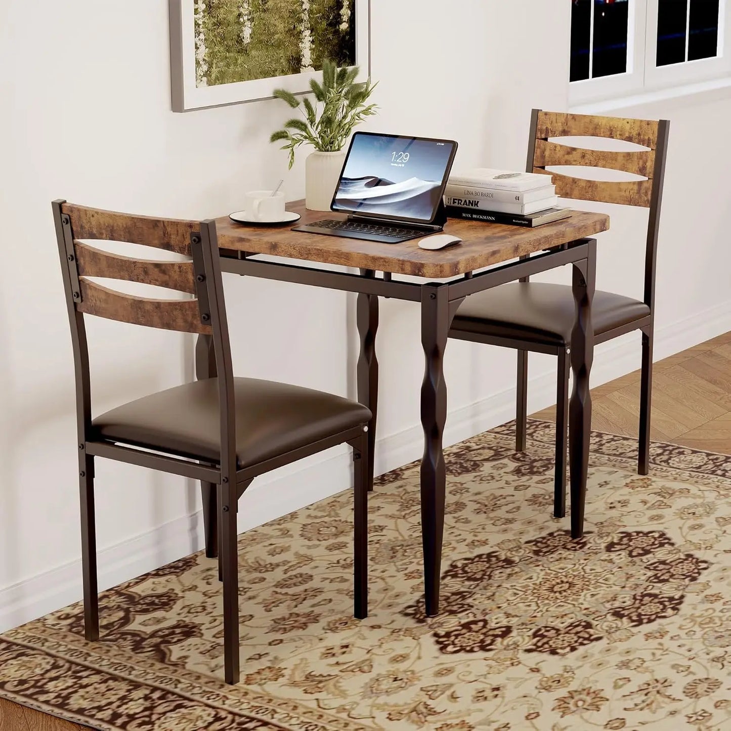 Dining Table Set for 2, Dining Table and Chairs Set of 2, 3 Piece Dining Table Set for Small Spaces, Kitchen, Apartment