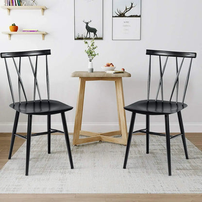 Dining Chair Set of 2, Farmhouse Windsor Chairs Dining Room Chairs with Spindle Back and Sturdy Metal Construction,(Height 17'')