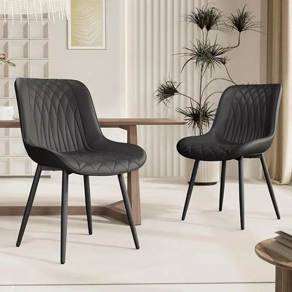 Black Dining Chairs Set of 2 with High Backs Mid Century Modern Kitchen & Dining Room Chairs PU Faux Leather Upholstered