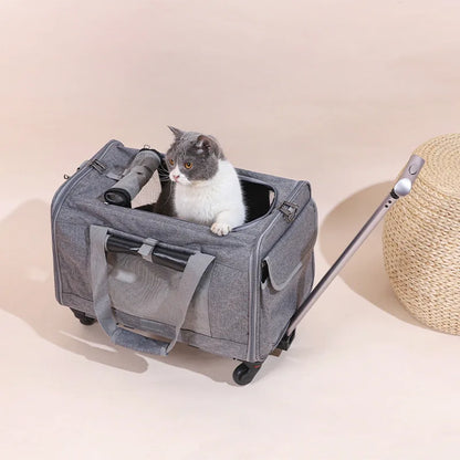 Pet Carrier with Wheels for Dogs Up To 15lbs & Cat  Airline Approved Dog Carrier Rolling Pet Carrier Foldable Pet Stroller