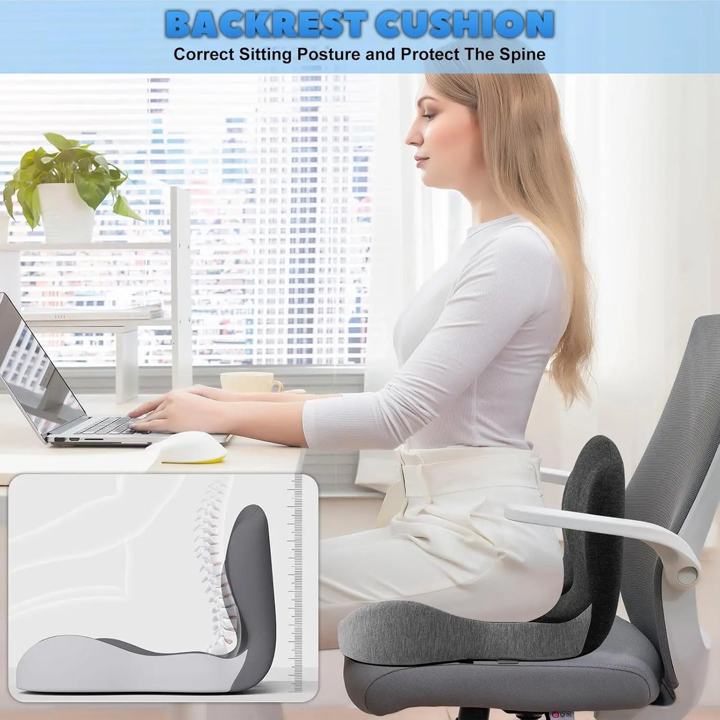 Memory Foam Cushion One-piece Seat Backrest Pillow Buttocks Cushions Office Chair Relief Cushion With Breathable Backrest