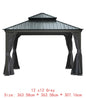 14x24 Hardtop Gazebo, Upgraded Metal Canopy with Drainage, Dual-Layer Galvanized Steel Roof, Includes Curtains & Netting,