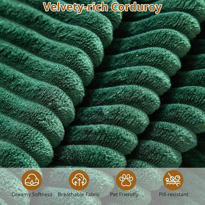 96 Comfortable Sectional Sofa with Sleeper, No Assembly Needed, Corduroy Fabric, Deep Seating Loveseat + Chaise Lounge for Livin