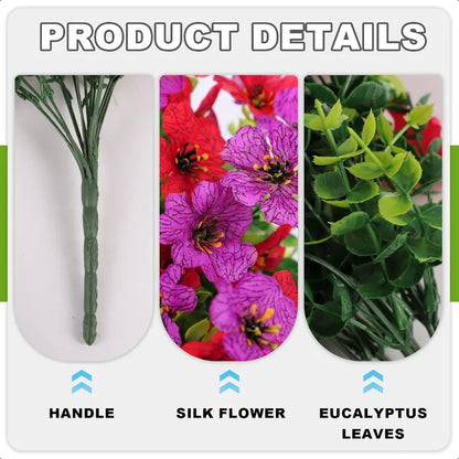 2PCS Artificial Hanging Flowers 90 Violet and Eucalyptus Vines Fake Hanging Plants
