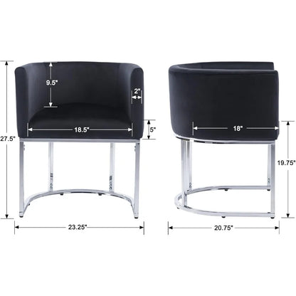 Velvet Dining Chairs Set of 4 Modern Barrel Arm Chairs with Chrome Metal Frame, Upholstered