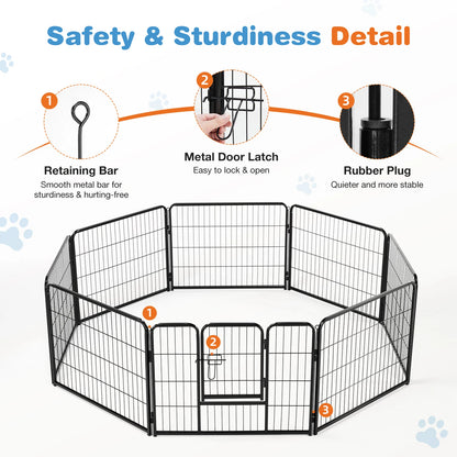 JHK 8 Panel Dog Playpen Indoor Pet Fence Exercise for Yard Gate Heavy Duty Crates with Doors Metal Dog Pen