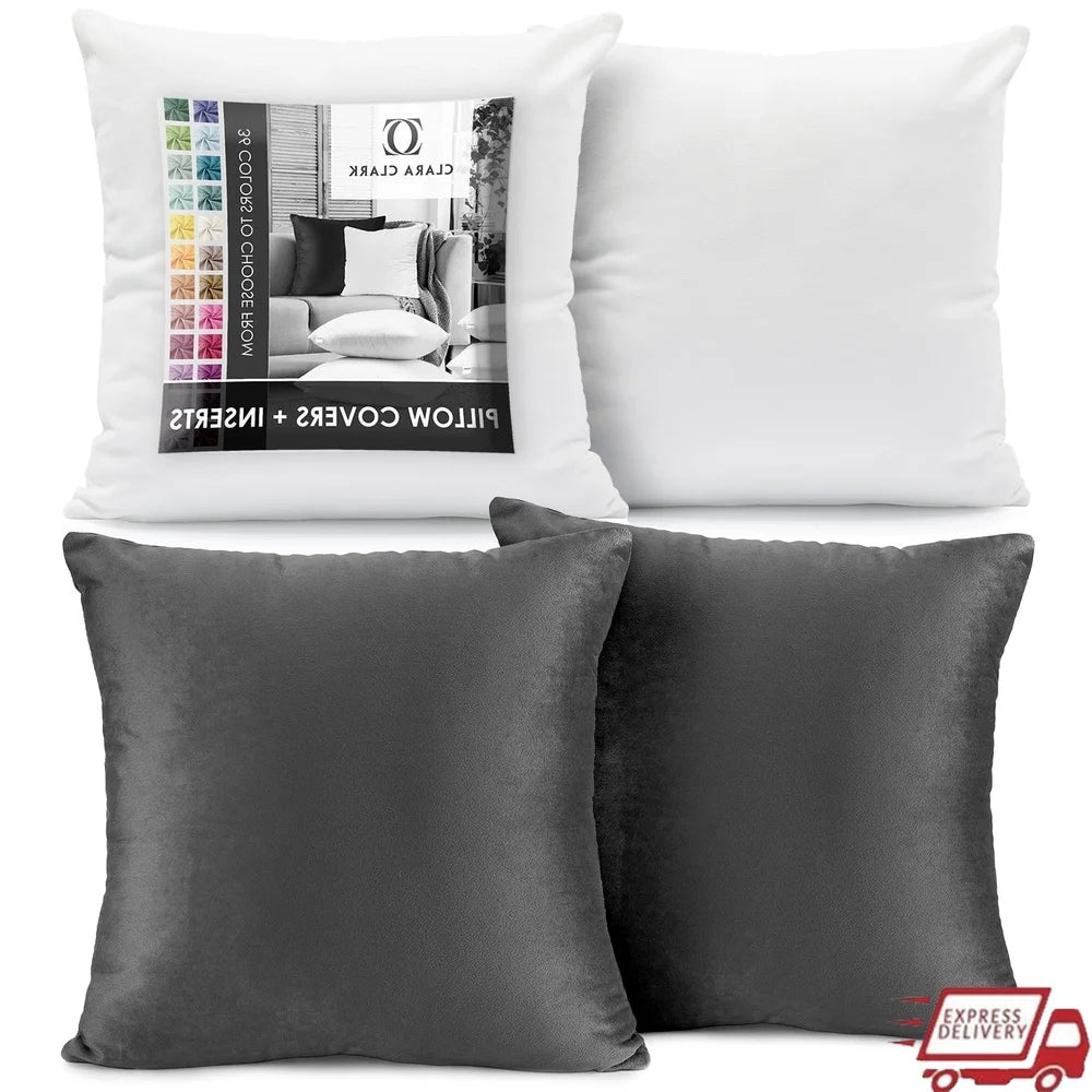 Plush Microfiber Square 26x26 Inch Throw Pillow with Inserts