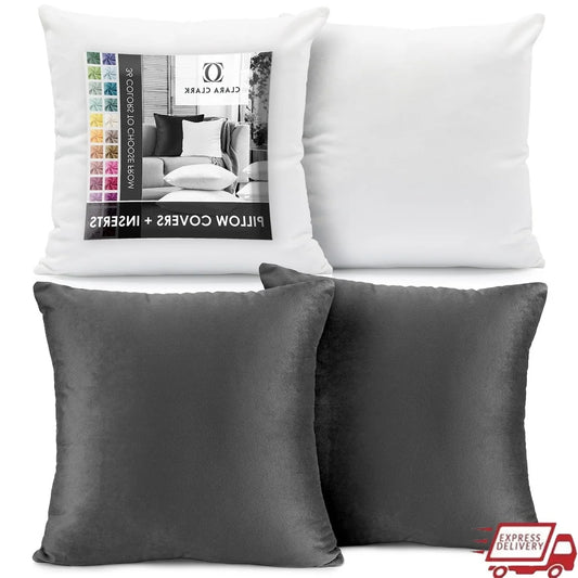 Plush Microfiber Square 26x26 Inch Throw Pillow with Inserts