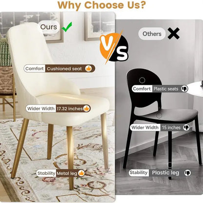 Set of 2 Modern PU-Filled Dining Chairs with Solid Wood and Metal Legs