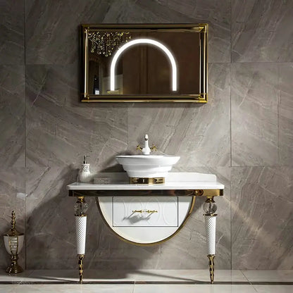 Modern Stylish Stainless Steel Sink Cabinet Set Durable Bathroom Vanities Vanity Special Counter Mirror Combo