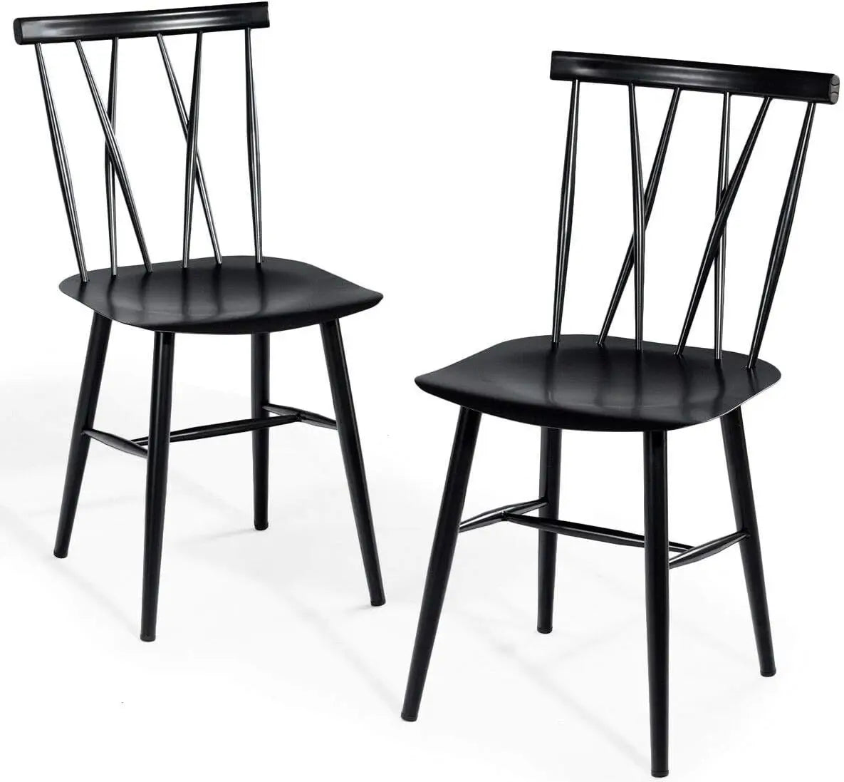 Dining Chair Set of 2, Farmhouse Windsor Chairs Dining Room Chairs with Spindle Back and Sturdy Metal Construction,(Height 17'')