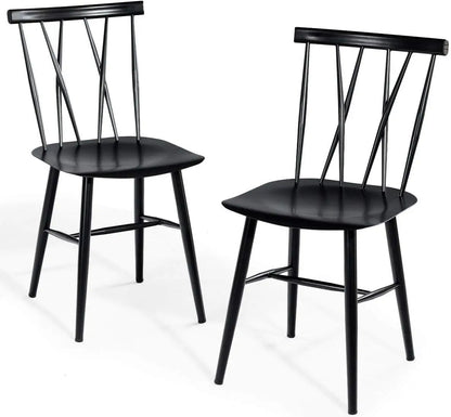 Dining Chair Set of 2, Farmhouse Windsor Chairs Dining Room Chairs with Spindle Back and Sturdy Metal Construction,(Height 17'')