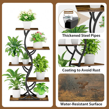 Plant Stand Indoor with Grow Lights - 44" Tall Corner Plant Stands for Indoor Plants, 5 Tiered Metal Plant Shelf