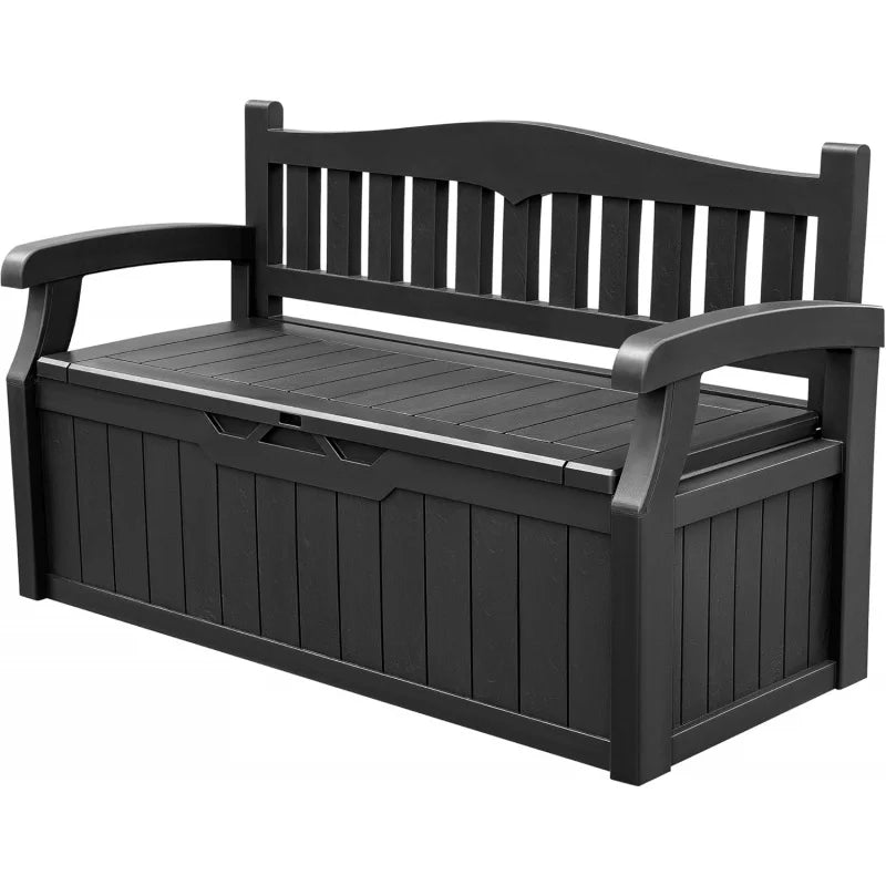 80 Gallon Storage Bench Deck Box Lockable for Patio Furniture, Garden Decor and Outdoor Seating