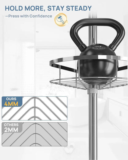 Rustproof Shower Corner Caddy Organizer for Bathroom 4 Adjustable Shelves with Tension Pole  for Bathtub Shampoo Accessories