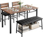 IRONCK Dining Table Set for 4, Kitchen Table and Chairs Set for Small Space, Kitchen Table with Upholstered Bench and 2 Chairs