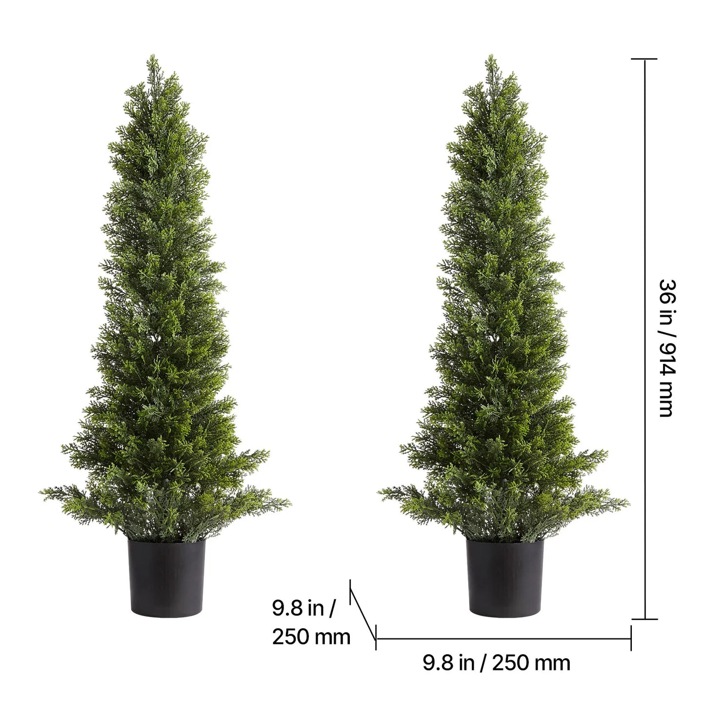 Artificial Topiary Cedar Trees 36/48in 2 Set Faux Pine Shrubs Plants Fake Silk Tree Easy Assembly for Decor Christmas