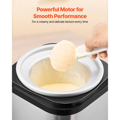 Ice Cream Maker 2.11 Qt. Electric Automatic w/ Easy Operation&Cleaning Stainless Steel Shell for Homemade Frozen Yogurt