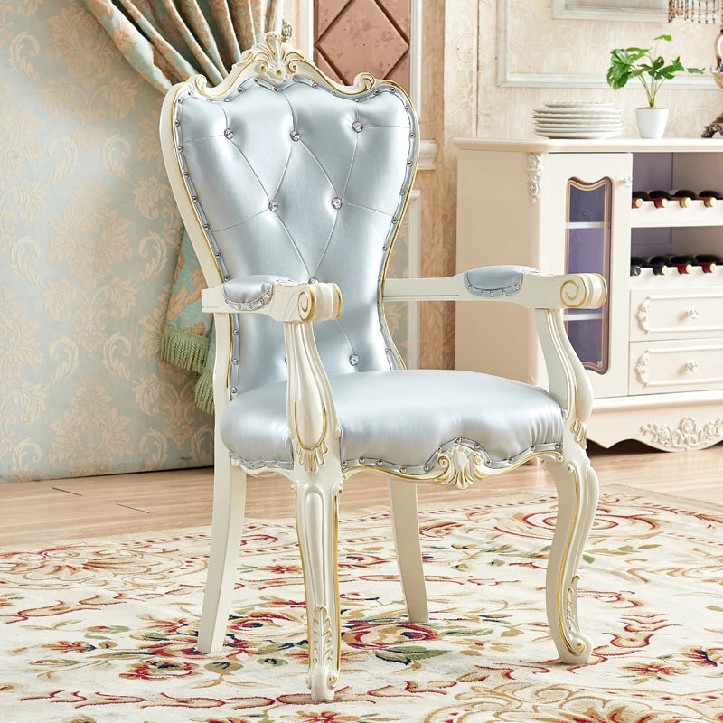 European Solid Wood Dining Chair Princess Lazy Throne Luxury Lounge Chair Fashion Butterfly Ergonomic Muebles Entrance Furniture