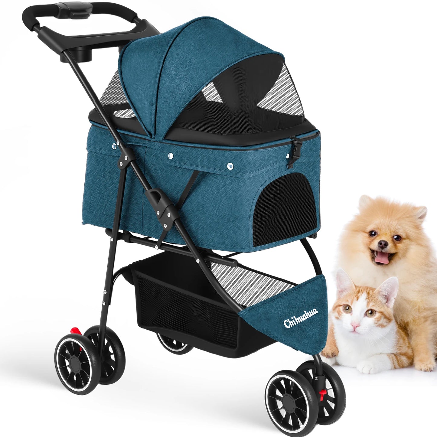 3 in 1 Pet Stroller with Removable Carrier Folding Stroller for Small/Medium Dogs and Cats Waterproof All-Terrain