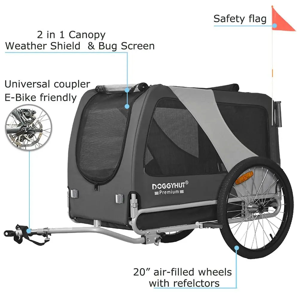 Premium Large XL Pet Bike Trailer amp Stroller for Large Sized Dog or Multiple Small Dogs,Low Center of Gravity,Parking Brakes,