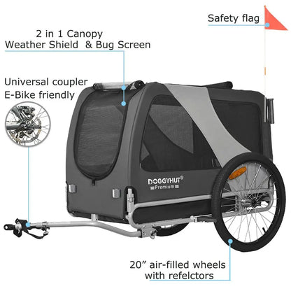 Premium Large XL Pet Bike Trailer amp Stroller for Large Sized Dog or Multiple Small Dogs,Low Center of Gravity,Parking Brakes,