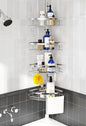 Rustproof Shower Corner Caddy Organizer for Bathroom 4 Adjustable Shelves with Tension Pole  for Bathtub Shampoo Accessories