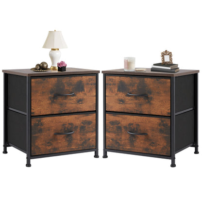 Nightstand Bedside Coffee Sofa Tea Table Storage Closet Chest Clothes Display For Bedroom 2 Fabric Drawers Cabinet Furniture