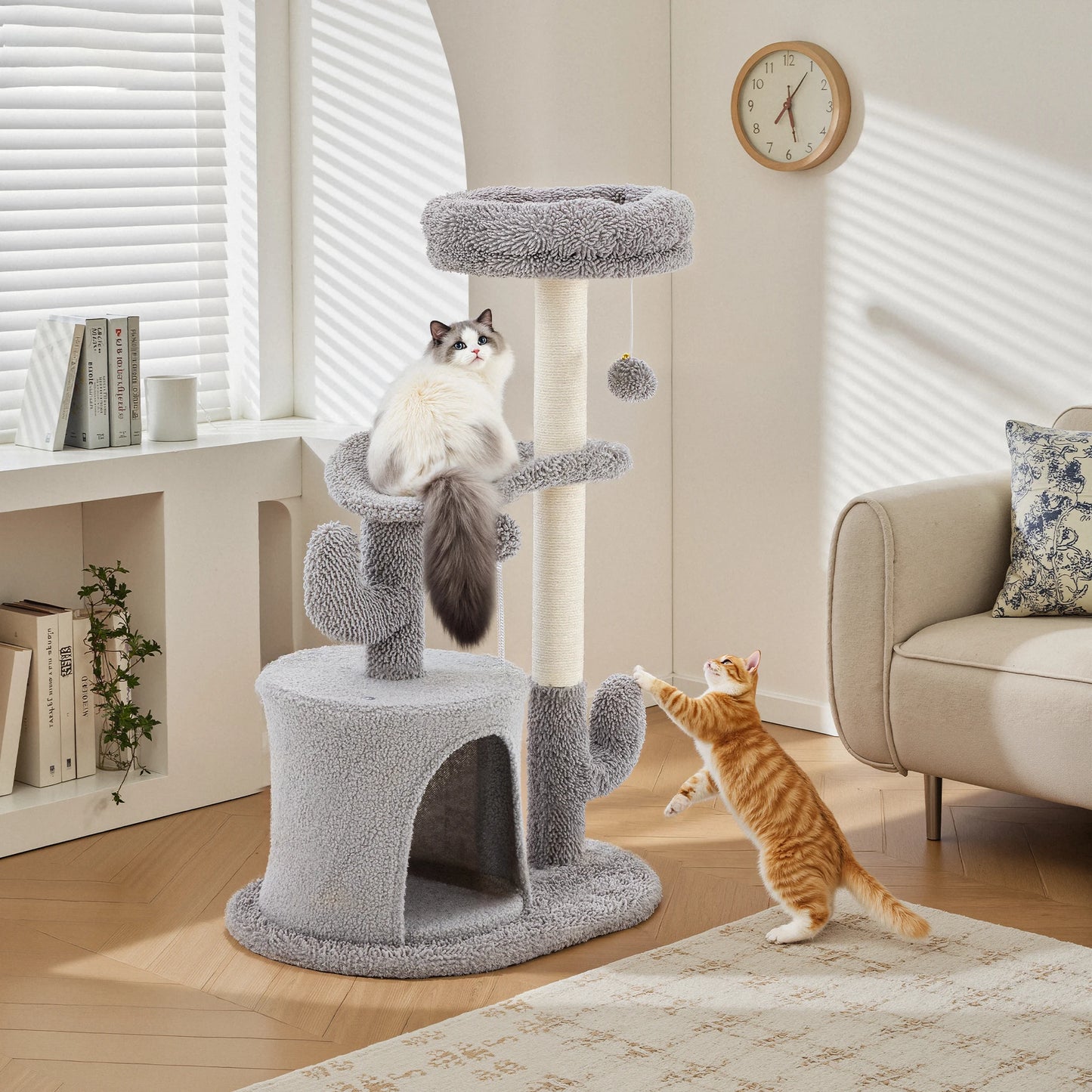33IN Tall Multi-Level Cat Tree Tower for Indoor Pet Furniture Stable Kitty Play House with Sisal Scratching Post