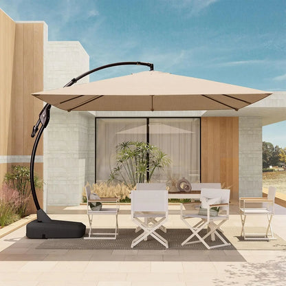 10x10 FT Patio Offset Umbrella Large Square Aluminum Cantilever Umbrella Base Included for Deck Porch
