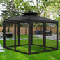 10' x 12' Outdoor Mesh Netting Screen 4-Panel Sidewall with Zipper Gazebo Universal Replacement Mosquito Netting