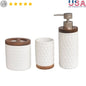 3pc Ceramic Wood Bath Accessories Set