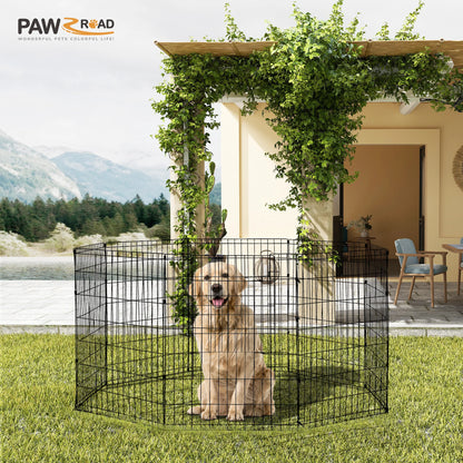 Foldable Metal Dog Playpen for Indoor/Outdoor, Pet Dog Fence Exercise, Pet Puppy Playpen Cage for Yard, Easy Assemble Cat House