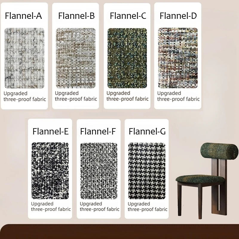 Nordic Solid Wood Dining Chairs, French Retro Style Dining Chairs, Comfortable Fabric Creative Hippo Dining Chairs