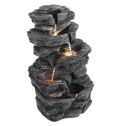 Waterfall-style Rock Water Feature Fountain, Garden Waterfall Decoration, Suitable For Courtyards, Porches, And Home Art Decor