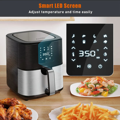 Large Air Fryer, 1500W 7QT AirFryer Cooker, Adjustable Temperature 100-400°F, 8 Presets Menu, Digital Touch Screen, Nons